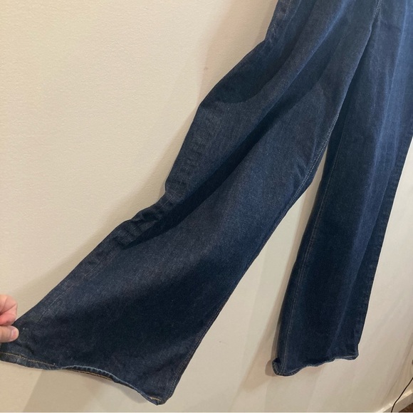 YOU MUST CREATE LONDON Sz L YMC Super Wide Leg Dark Wash Denim Jeans - Picture 3 of 11